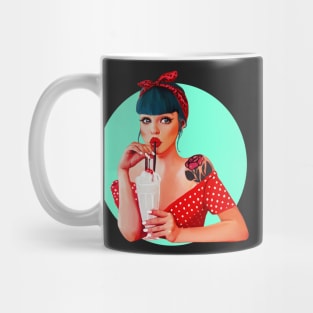 Pin up girl cartoon illustration vintage milkshake sexy woman Mug